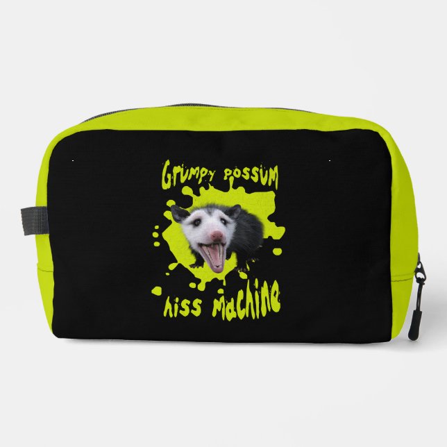 Hiss Machine Funny Grumpy Opossum Feral Humour Dopp Kit (Front)