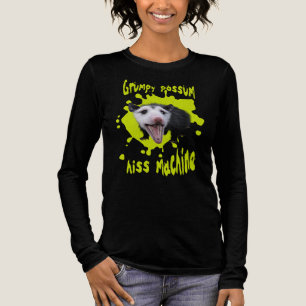 Hiss Machine Funny Grumpy Opossum Feral Humour Tri-Blend Shirt