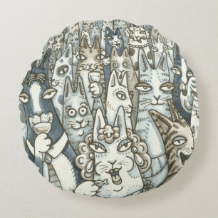 Hiss N' Fitz CAT PARTY ACCENT PILLOW Round