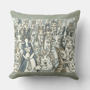 Hiss N' Fitz CAT PARTY THROW PILLOW Cotton