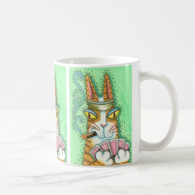 Hiss N' Fitz CAT POKER FACE MUG *Customise (Right)