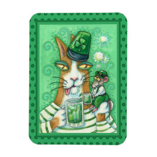 HISS N' FITZ CAT & RAT, CHEERS TO GREEN BEER FUNNY MAGNET