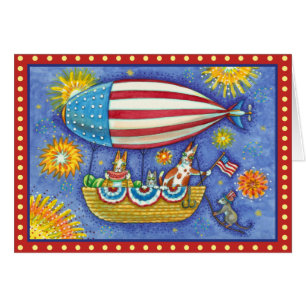 HISS N' FITZ CATS 4TH OF JULY ZEPPELIN Funny Card
