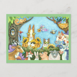 HISS N' FITZ CATS AND MENAGERIE OF FRIENDS, FUNNY POSTCARD