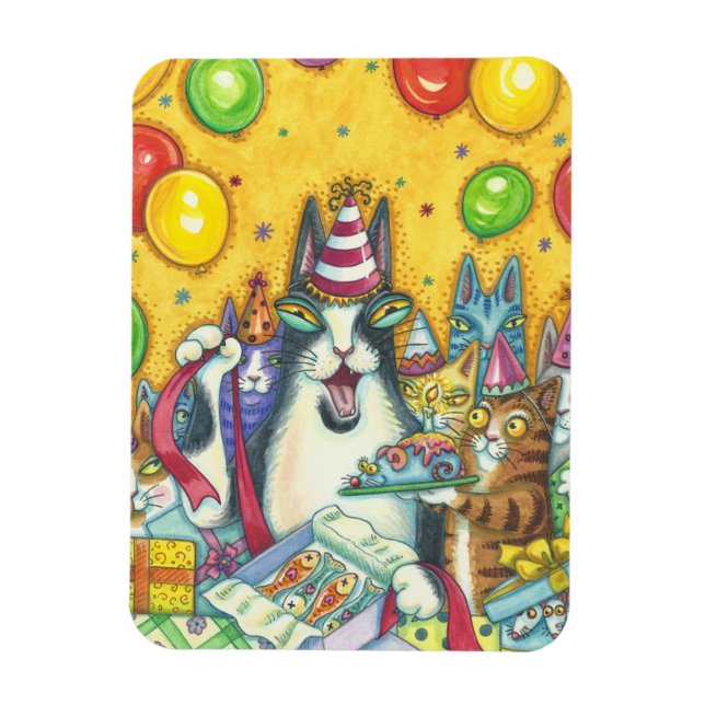Hiss N' Fitz Cats BIRTHDAY MAGNET *Customise (Vertical)