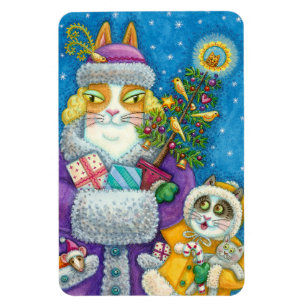 HISS N' FITZ CATS CHRISTMAS SHOPPING, FEATHER TREE MAGNET