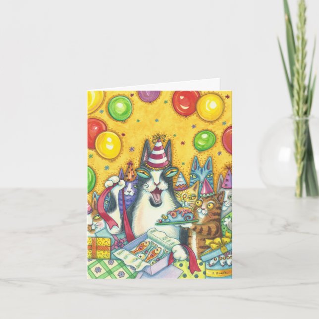 Hiss N' Fitz Cats HAPPY BIRTHDAY NOTE CARD (Front)