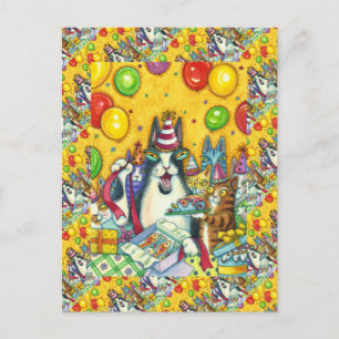 HISS N' FITZ CATS, KITTENS, MICE, FUNNY BIRTHDAY POSTCARD