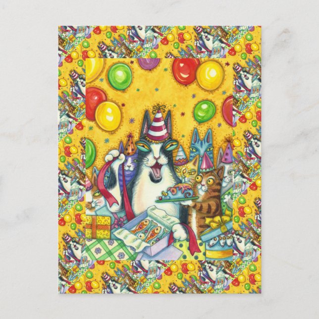 HISS N' FITZ CATS, KITTENS, MICE, FUNNY BIRTHDAY POSTCARD (Front)
