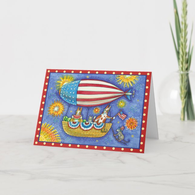 HISS N' FITZ CATS & MOUSE IN 4TH OF JULY ZEPPELIN CARD (Front)