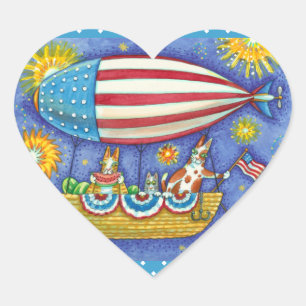 HISS N' FITZ CATS & MOUSE IN 4TH OF JULY ZEPPELIN HEART STICKER