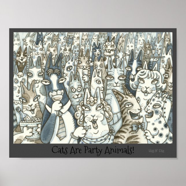 Hiss N' Fitz Cats PARTY ANIMALS POSTER (Front)
