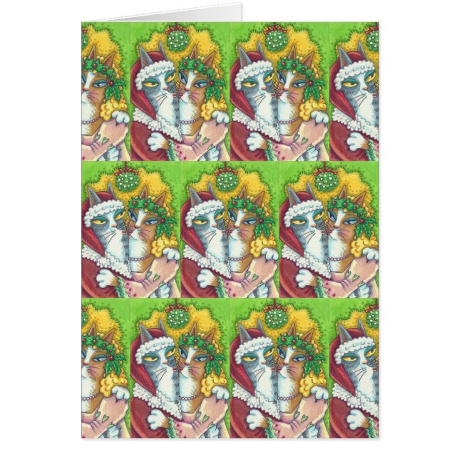 HISS N' FITZ CATS, SANTA CHRISTMAS GREETING CARD B (Front)