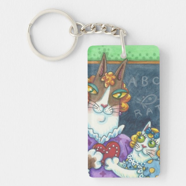 Hiss N' Fitz Cats TEACHER'S PET KEYCHAIN Customise (Front)