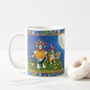 HISS N' FITZ CATS, TRICK OR TREAT FUNNY HALLOWEEN COFFEE MUG