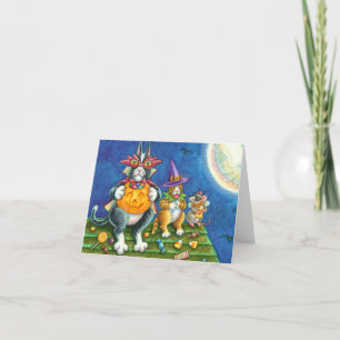 HISS N' FITZ CATS, TRICK OR TREAT FUNNY HALLOWEEN HOLIDAY CARD