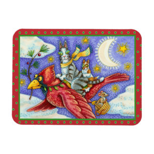 HISS N' FITZ FUNNY CATS, GIANT CHRISTMAS CARDINAL  MAGNET