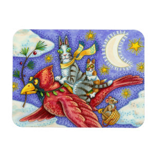 HISS N' FITZ FUNNY CATS, GIANT CHRISTMAS CARDINAL MAGNET
