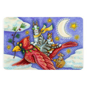 HISS N' FITZ FUNNY CATS, GIANT CHRISTMAS CARDINAL MAGNET