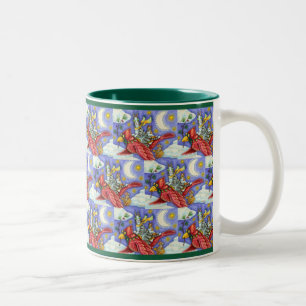 HISS N' FITZ FUNNY CATS, GIANT CHRISTMAS CARDINAL  Two-Tone COFFEE MUG