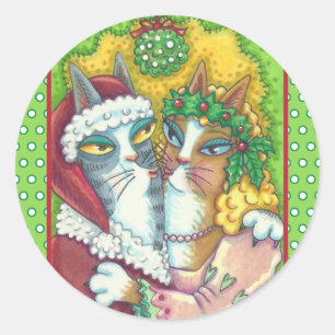 HISS N' FITZ KISSING CATS, SANTA CLAWS STICKERS