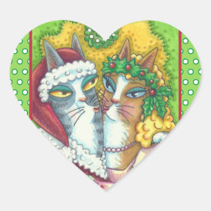 HISS N' FITZ KISSING CATS, SANTA CLAWS STICKERS