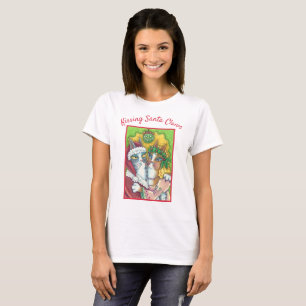 HISS N' FITZ KISSING SANTA CLAWS CHRISTMAS T-SHIRT