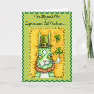 HISS N' FITZ LEPRECHAUN, ST. PADDY'S DAY FUNNY CAT HOLIDAY CARD