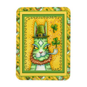 HISS N' FITZ LEPRECHAUN, ST. PADDY'S DAY FUNNY CAT MAGNET