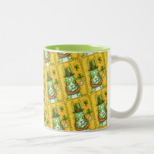 HISS N' FITZ LEPRECHAUN, ST. PADDY'S DAY FUNNY CAT Two-Tone COFFEE MUG