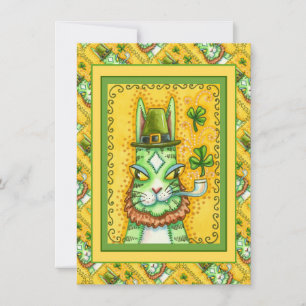 HISS N' FITZ LEPRECHAUN ST. PADDY'S FUNNY CAT Flat Holiday Card