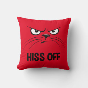 Hiss Off Funny Angry Cat Cushion