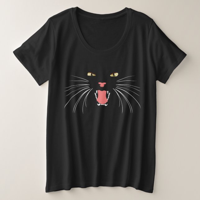 Hissing Cat Golden Eyes Plus-Size T-Shirt Plus Size T-Shirt (Design Front)