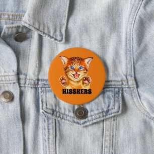 Hissing Cat Hisskers the Cat 7.5 Cm Round Badge