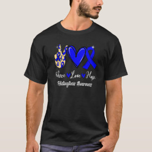 Histiocytosis Awareness Peace Love Hope Blue Ribbo T-Shirt