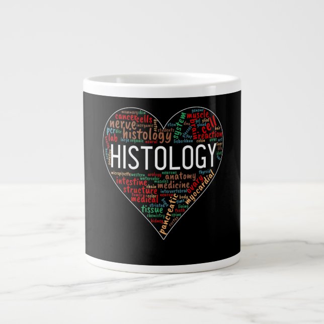 Histology Histotechnician Heart Words Definition Large Coffee Mug (Front)