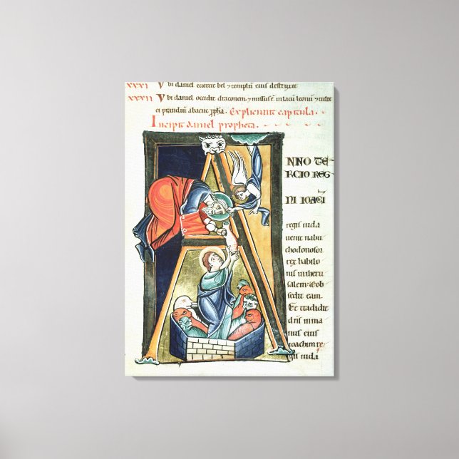 Historiated initial 'A' depicting Daniel Canvas Print (Front)