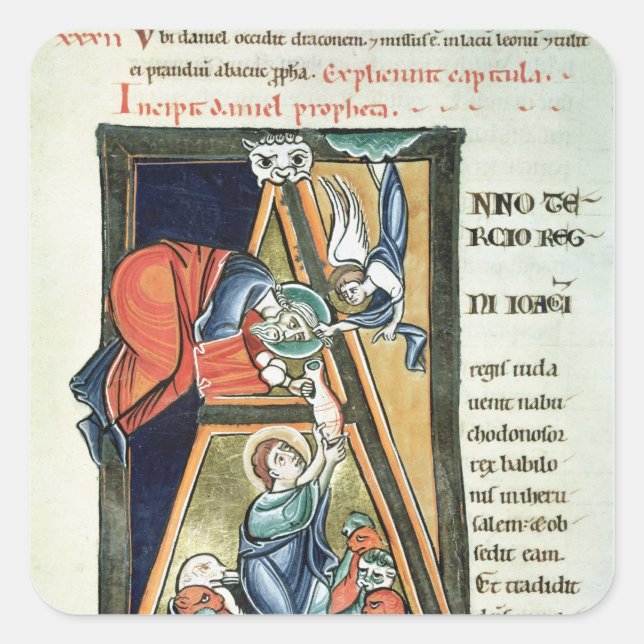 Historiated initial 'A' depicting Daniel Square Sticker (Front)
