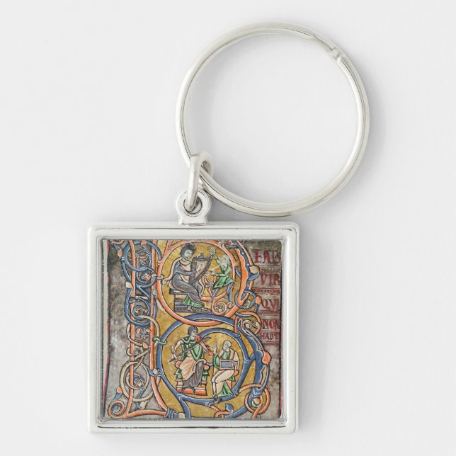 Historiated initial 'B' depicting King David Key Ring (Front)