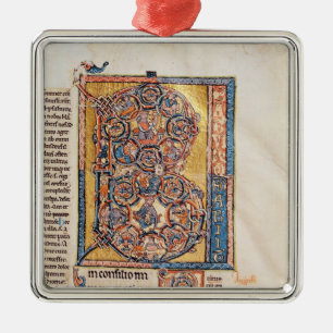 Historiated initial 'B' depicting King David Metal Tree Decoration
