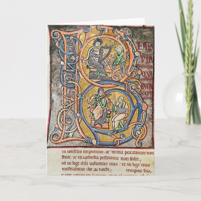 Historiated initial 'B' depicting King David Note Card (Front)