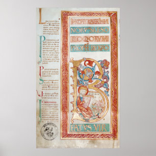 Historiated initial 'B' depicting King David Poster