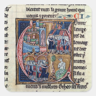 Historiated initial 'C' depicting Conrad III Square Sticker