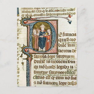 Historiated initial 'D' depicting a priest Postcard