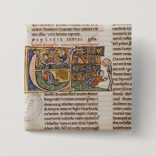 Historiated initial 'E' depicting Jonah 15 Cm Square Badge