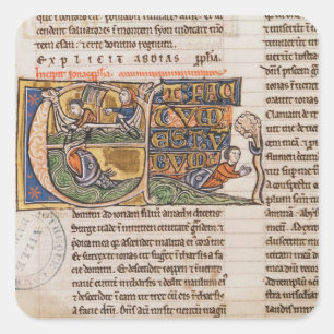 Historiated initial 'E' depicting Jonah Square Sticker