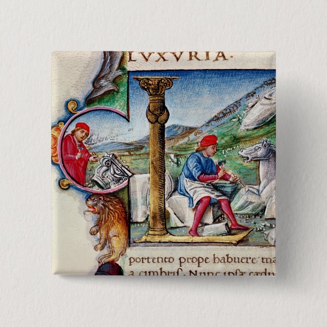 Historiated initial 'L' 15 Cm Square Badge (Front)