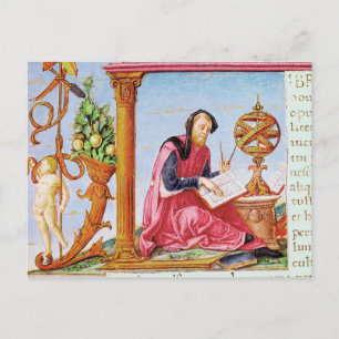 Historiated initial 'L' depicting Pliny the Postcard