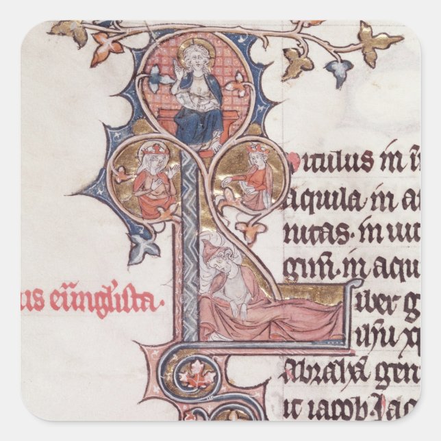 Historiated initial 'L' depicting Tree of Square Sticker (Front)
