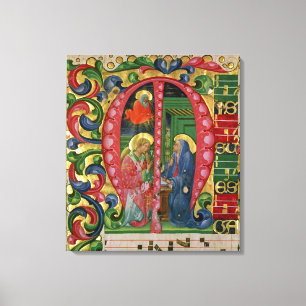 Historiated initial 'M' depicting The Annunciation Canvas Print